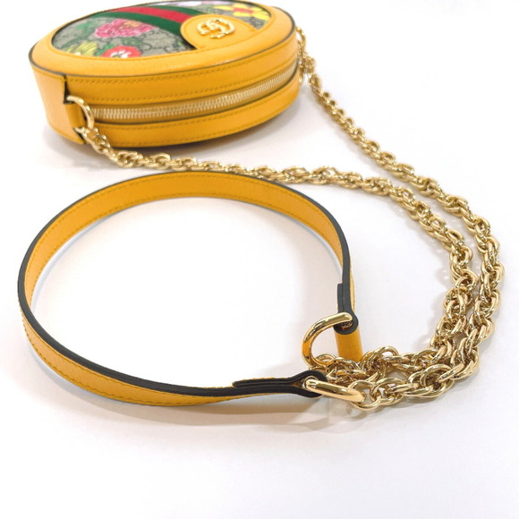 Gucci Chain Shoulder Flora Webbing Line GG Supreme Canvas Yellow - Picture 7 of 11